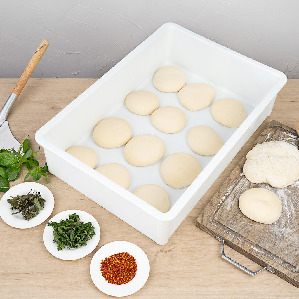 Pizzaly White Plastic Pizza Dough Proofing Box - 26" x 18" x 6" - 1 count box