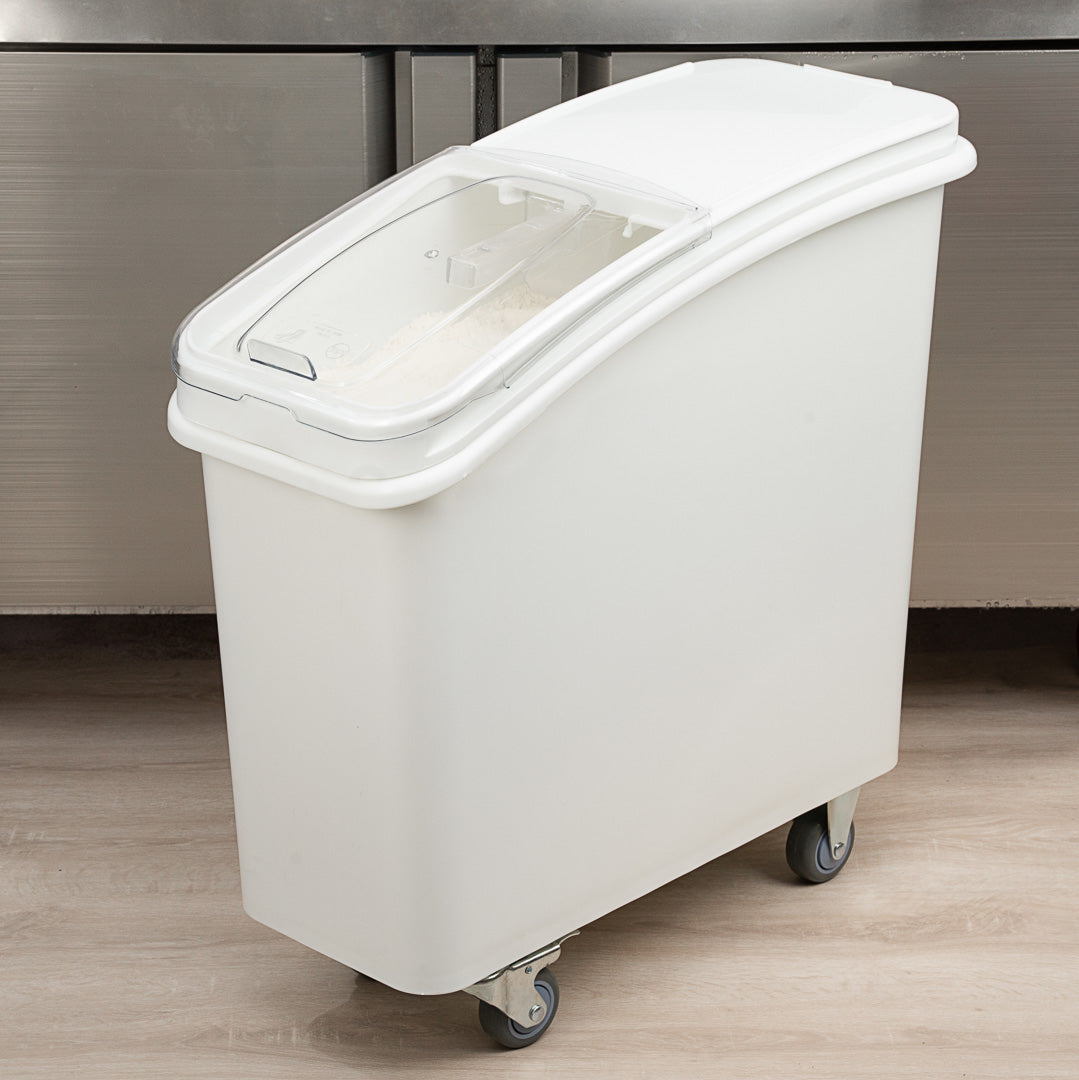 Met Lux 21 gal Rectangle White Mobile Ingredient Storage Bin - with Lid - 29" x 13" x 29 1/4" - 1 count box