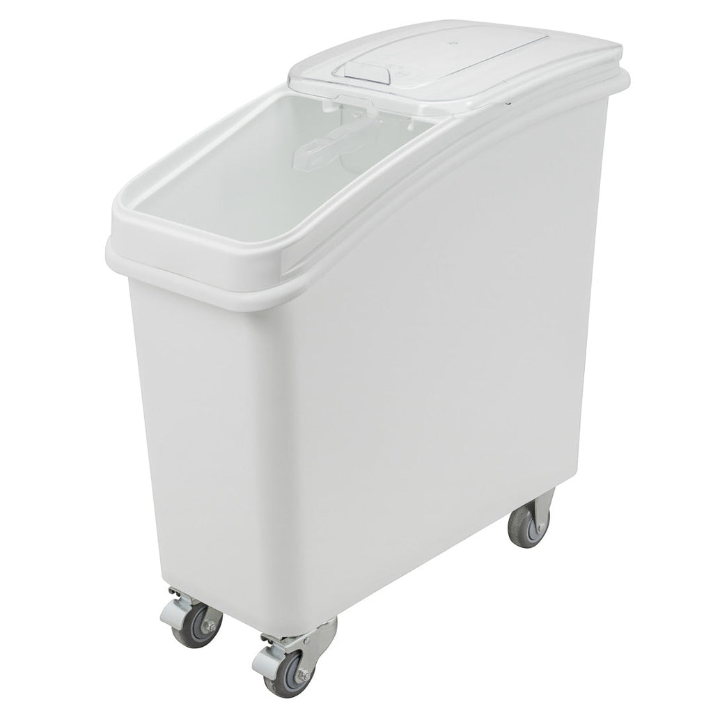 Met Lux 21 gal Rectangle White Mobile Ingredient Storage Bin - with Lid - 29" x 13" x 29 1/4" - 1 count box
