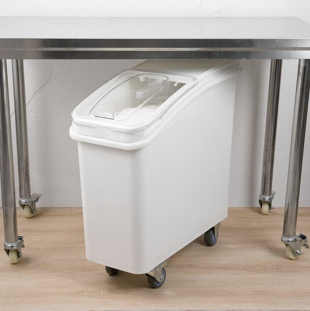 Met Lux 21 gal Rectangle White Mobile Ingredient Storage Bin - with Lid - 29" x 13" x 29 1/4" - 1 count box