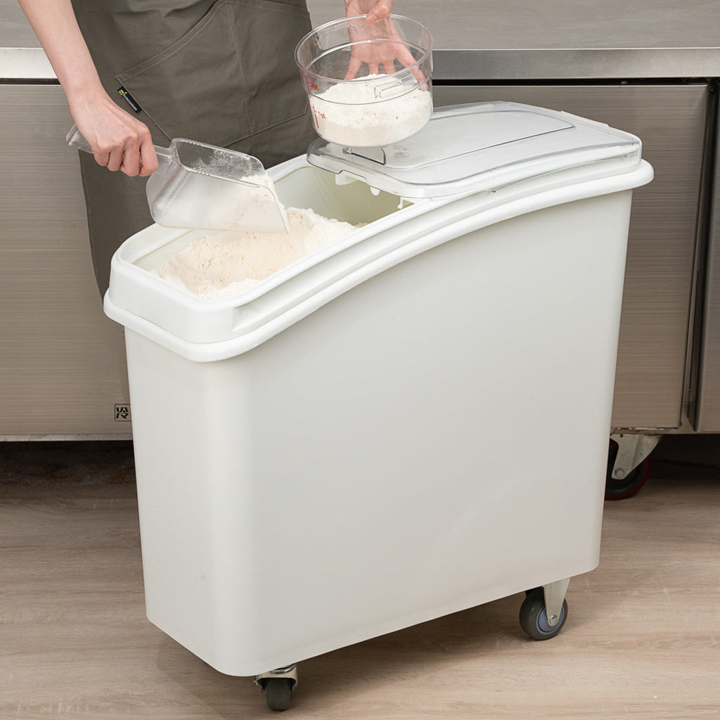 Met Lux 21 gal Rectangle White Mobile Ingredient Storage Bin - with Lid - 29" x 13" x 29 1/4" - 1 count box