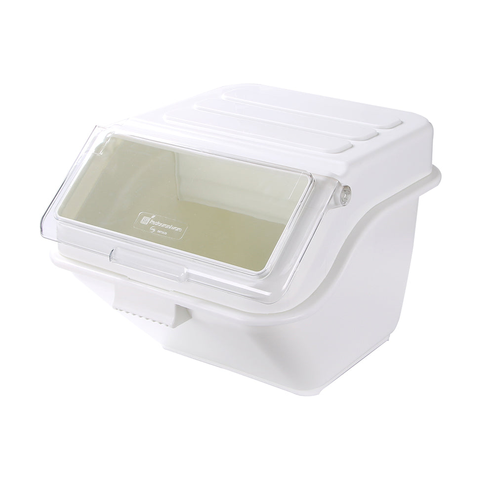 Met Lux 13 gal Rectangle White Shelf Ingredient Bin - with 2 1/2 Cup Measuring Scoop - 22 1/2" x 20 1/4" x 16 1/2" - 1 count box