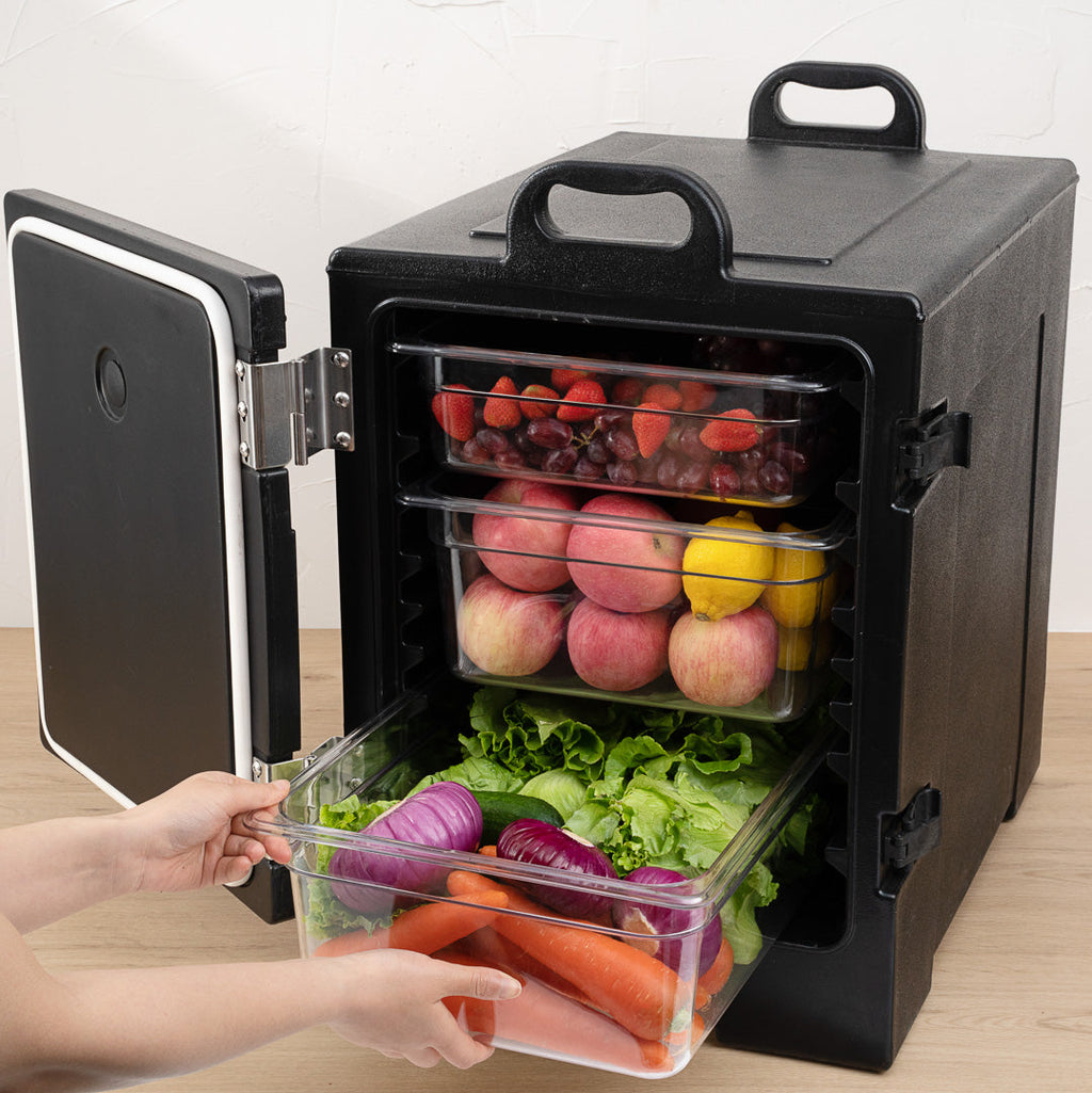Cater Tek Rectangle Black Food Pan Carrier - Insulated, Front Loading - 16 3/4" x 24" x 25" - 1 count box