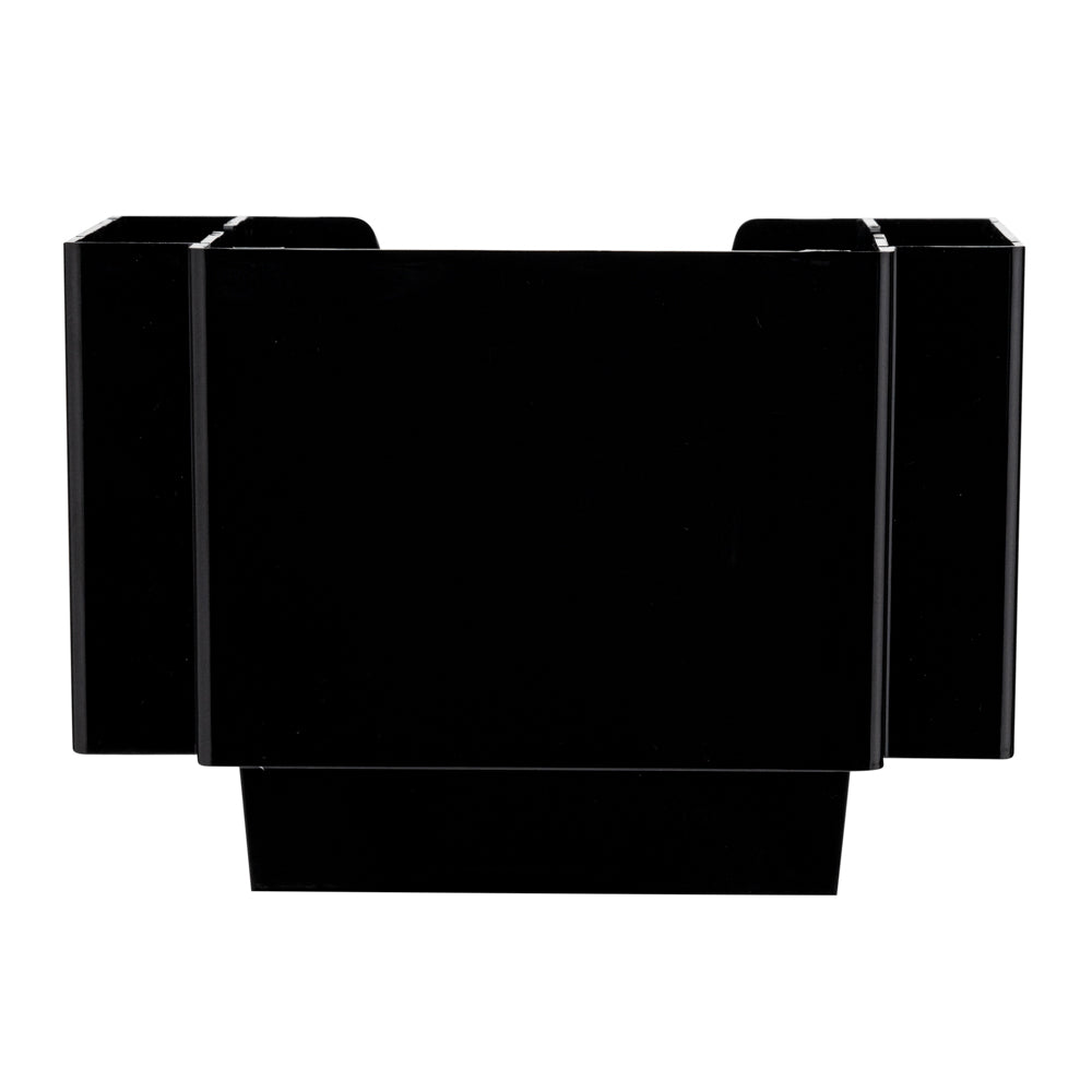 Bar Lux Rectangle Black Plastic Condiment Caddy / Napkin Holder - 3 Compartments - 8" x 5 1/2" x 5 3/4" - 10 count box