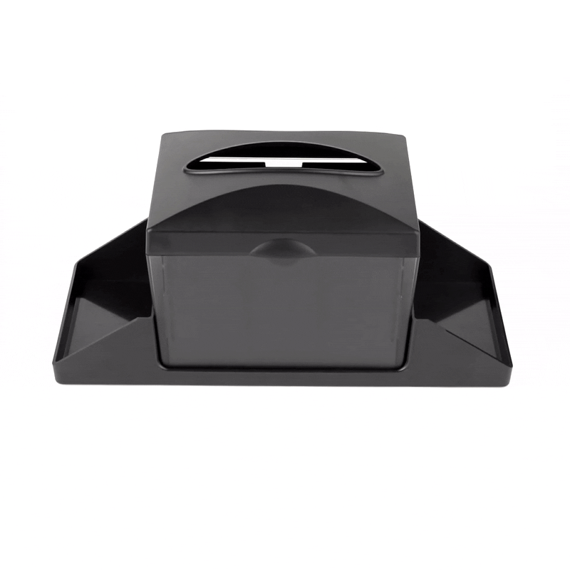 Bar Lux Rectangle Black Plastic Tabletop Condiment Caddy / Interfold Napkin Dispenser - 14 1/4" x 5 3/4" x 6 1/2" - 10 count box