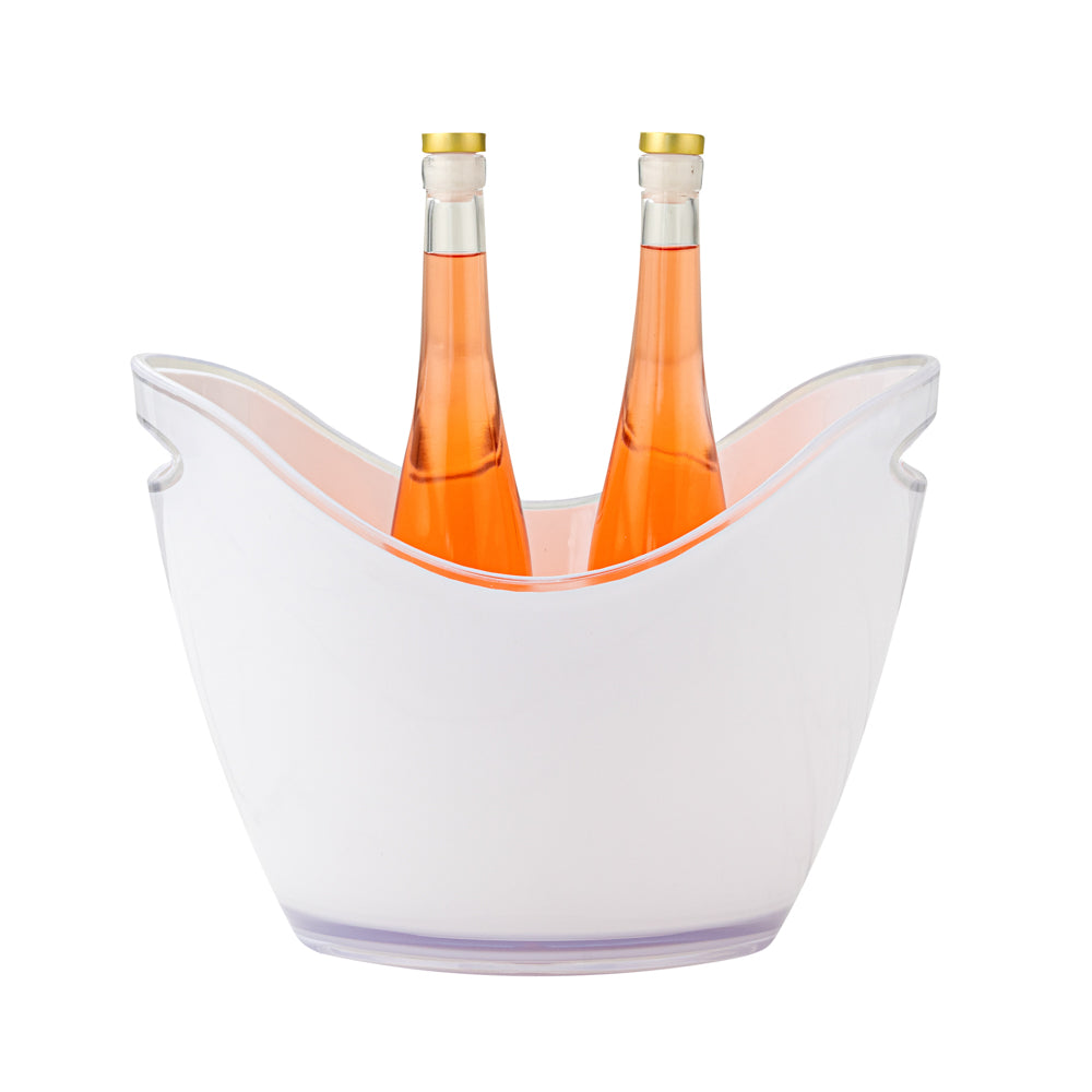 Bar Lux 7.4 qt Oval Frosted Champagne / Wine Bucket - 13 3/4" x 9 3/4" x 10 1/2" - 10 count box