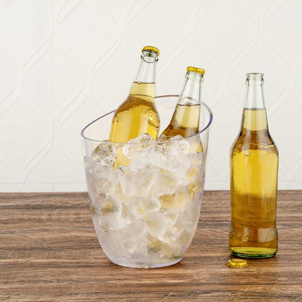 Bar Lux 3.2 qt Clear Plastic Champagne / Wine Bucket - 9 1/4" x 7 1/2" x 7 3/4" - 1 count box