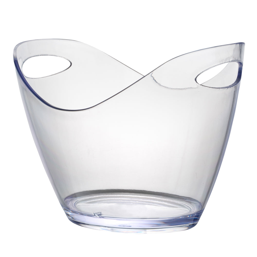 Bar Lux 3.7 qt Oval Clear Plastic Champagne Wine Bucket - 10 1/2" x 8" x 7 3/4" - 10 count box