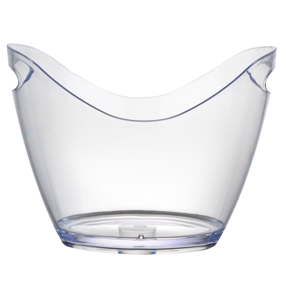 Bar Lux 3.7 qt Oval Clear Plastic Champagne Wine Bucket - 10 1/2" x 8" x 7 3/4" - 10 count box