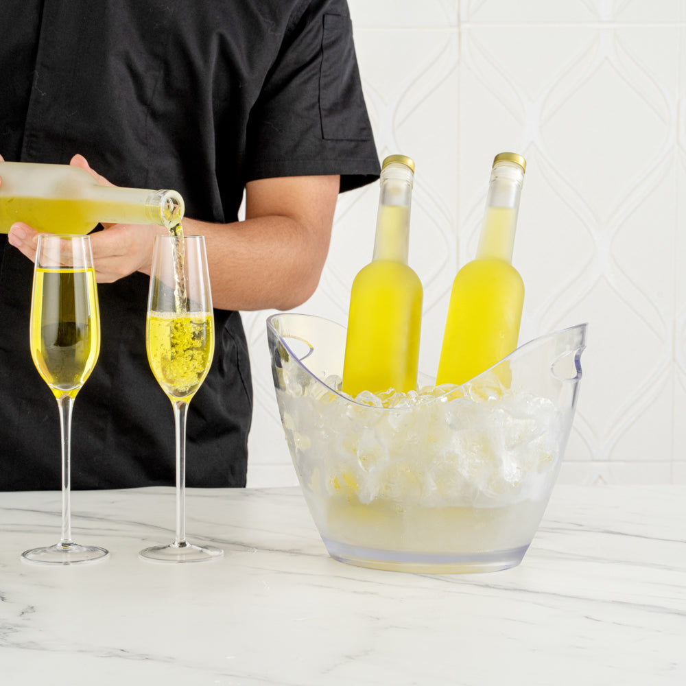 Bar Lux 3.7 qt Oval Clear Plastic Champagne Wine Bucket - 10 1/2" x 8" x 7 3/4" - 10 count box