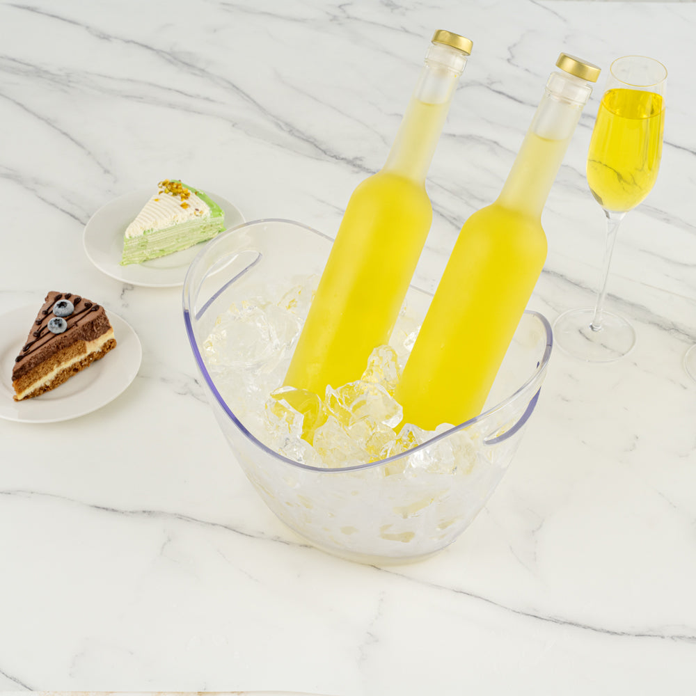 Bar Lux 3.7 qt Oval Clear Plastic Champagne Wine Bucket - 10 1/2" x 8" x 7 3/4" - 10 count box
