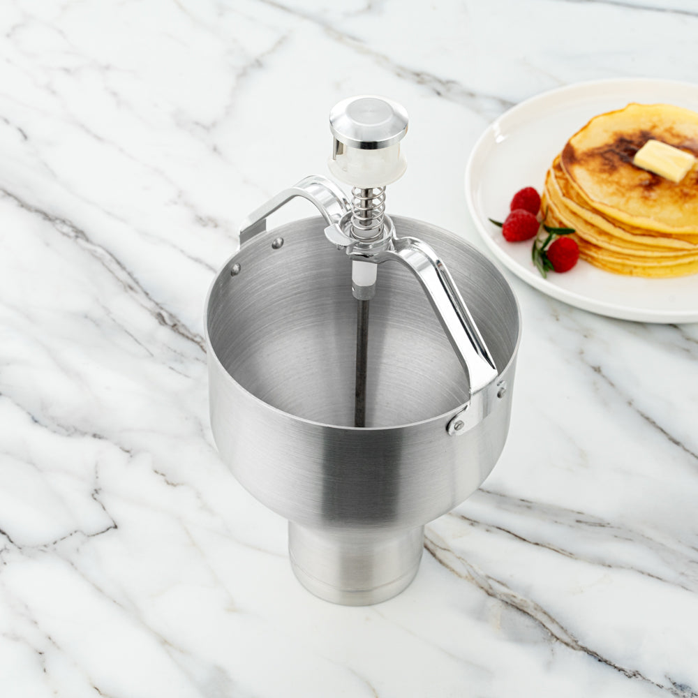 Met Lux Round Aluminum Pancake / Waffle Batter Dispenser - 6 1/2" x 6 1/2" x 13" - 1 count box