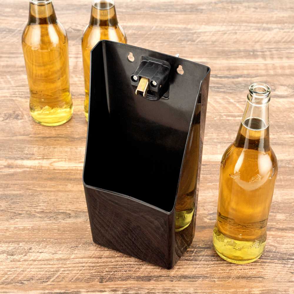 Bar Lux Black Bottle Cap Catcher - with Bottle Opener - 8 1/4" x 5 1/2" x 3" - 1 count box
