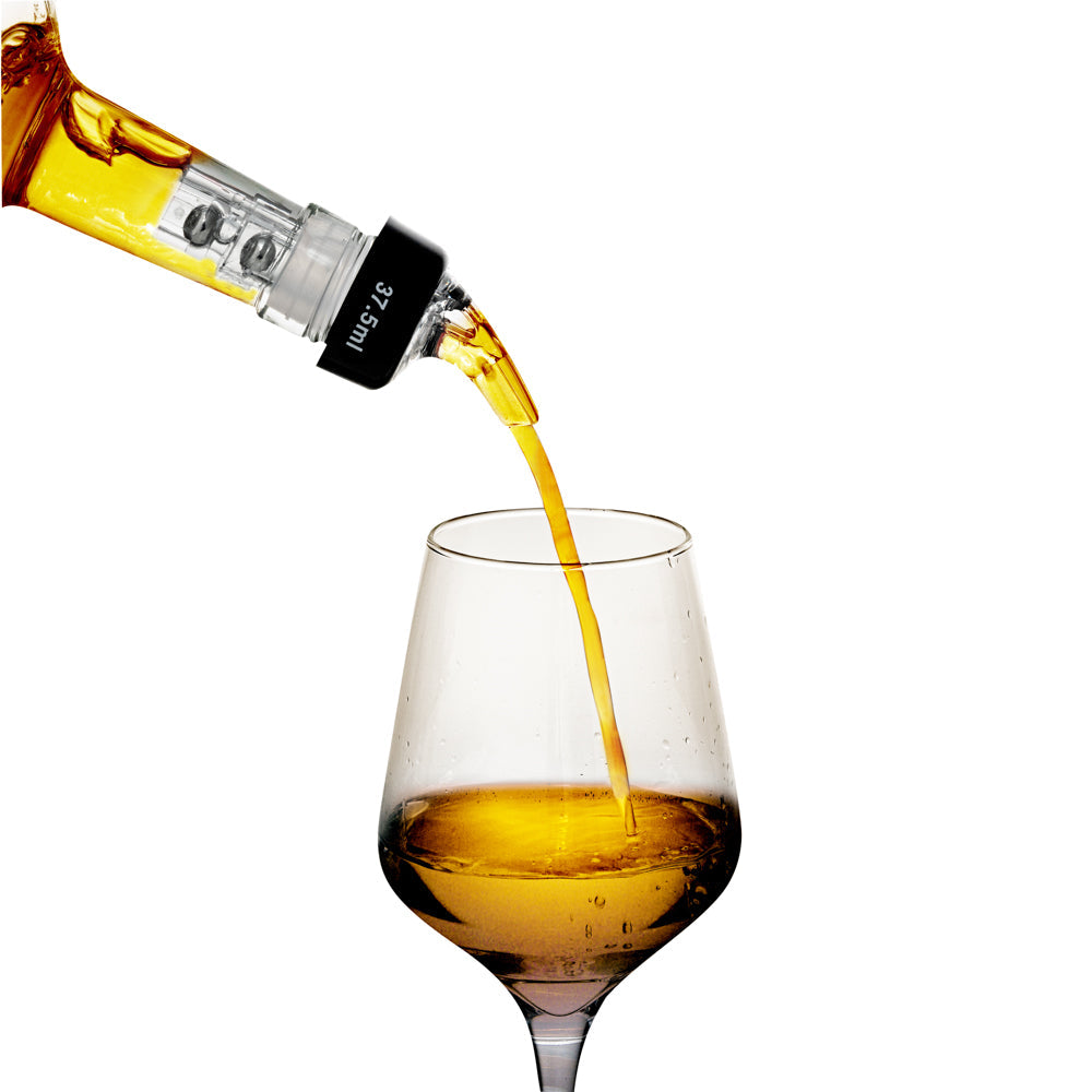 Bar Lux 1.3 oz Clear Plastic Measured Liquor Pourer - with Collar - 1 1/2" x 1 1/2" x 3 3/4" - 50 count box