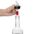 Bar Lux 1 oz Red Plastic Measured Liquor Pourer - with Collar, Clear Spout - 1 1/2" x 1 1/2" x 3 3/4" - 10 count box