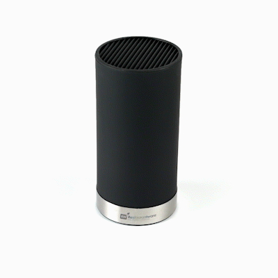 Sensei Round Black Knife Block - Soft Touch - 4 1/4" x 4 1/4" x 9" - 1 count box