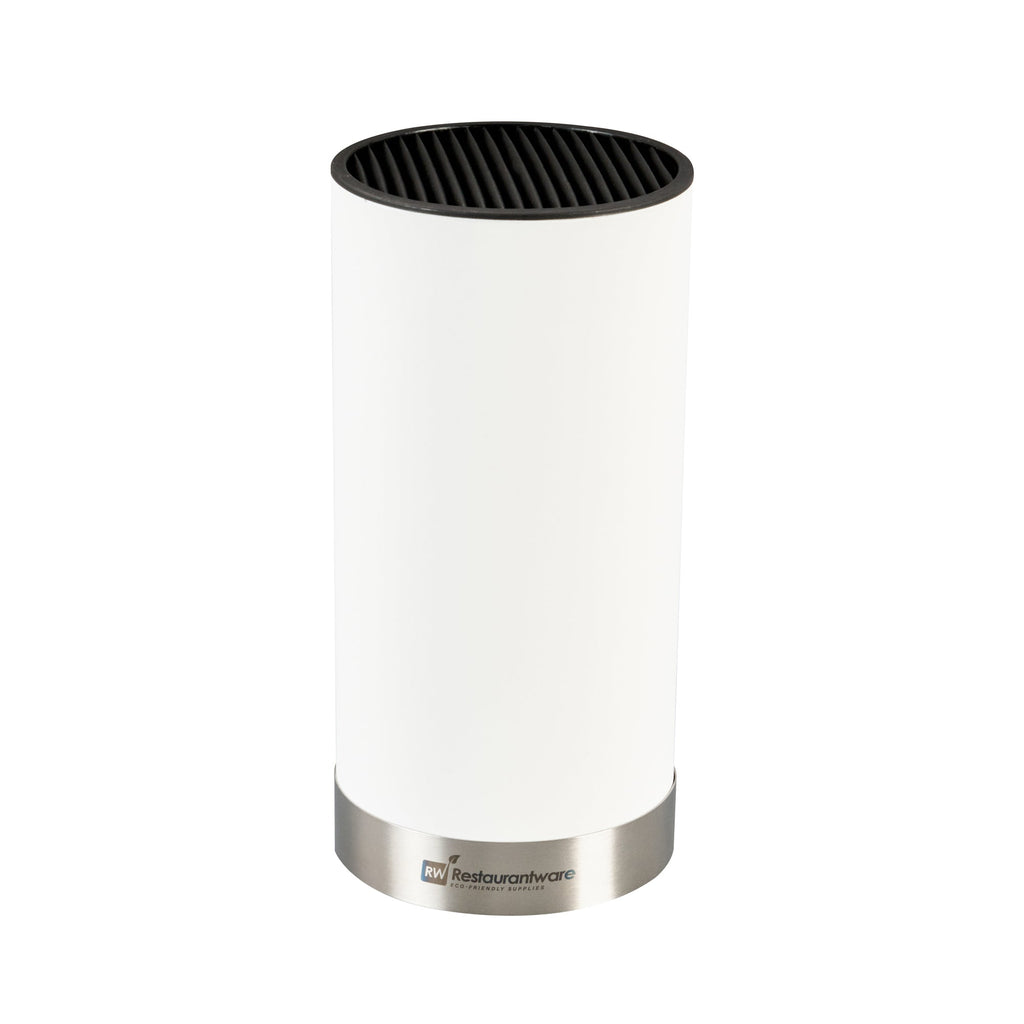 Sensei Round White Knife Block - Soft Touch - 4 1/4" x 4 1/4" x 9" - 1 count box