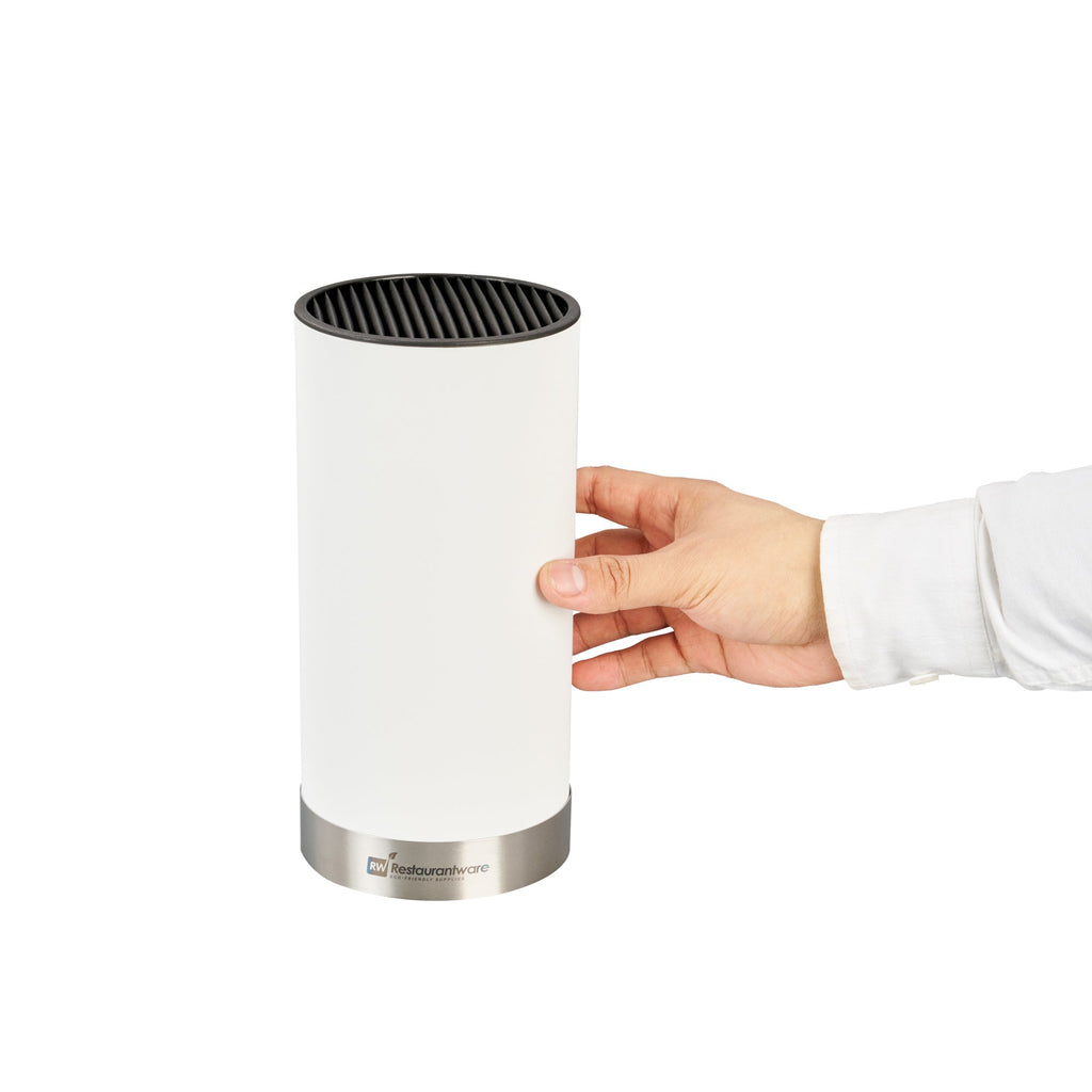 Sensei Round White Knife Block - Soft Touch - 4 1/4" x 4 1/4" x 9" - 1 count box