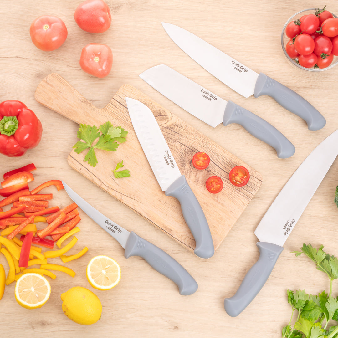 Comfy Grip Gray Stainless Steel 7" Santoku Knife - 1 count box