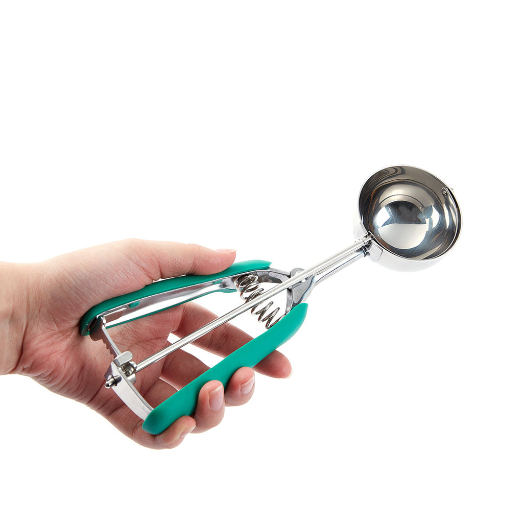 Comfy Grip 2.5 oz Stainless Steel #12 Ice Cream Scoop - with Green Handle - 1 count box