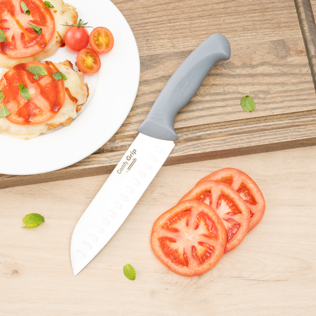 Comfy Grip Gray Stainless Steel 9-Piece Knife Set - with Holder - 1 count box