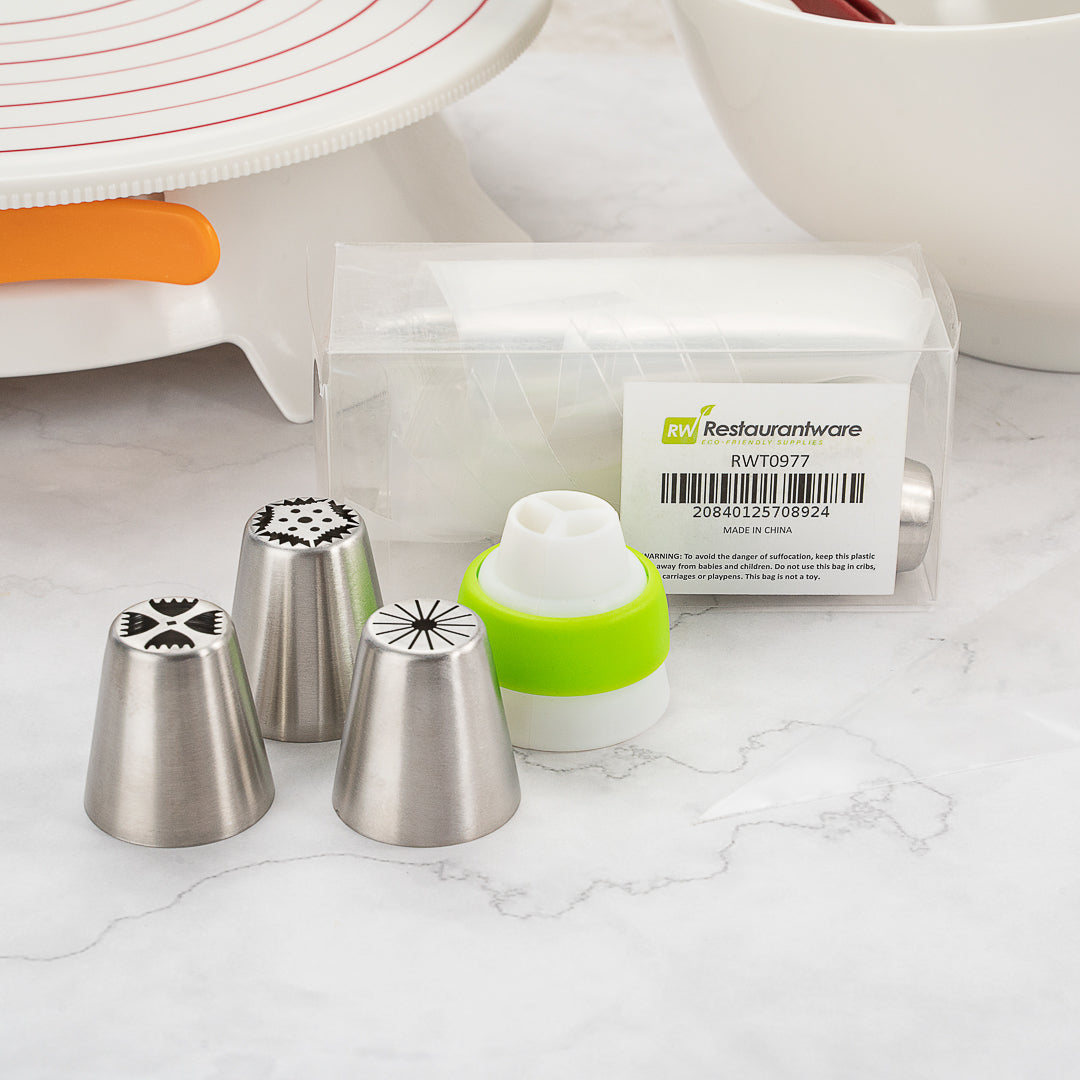 Pastry Tek Stainless Steel Russian Piping Tip Decorating Set - 20-Piece - 1 count box