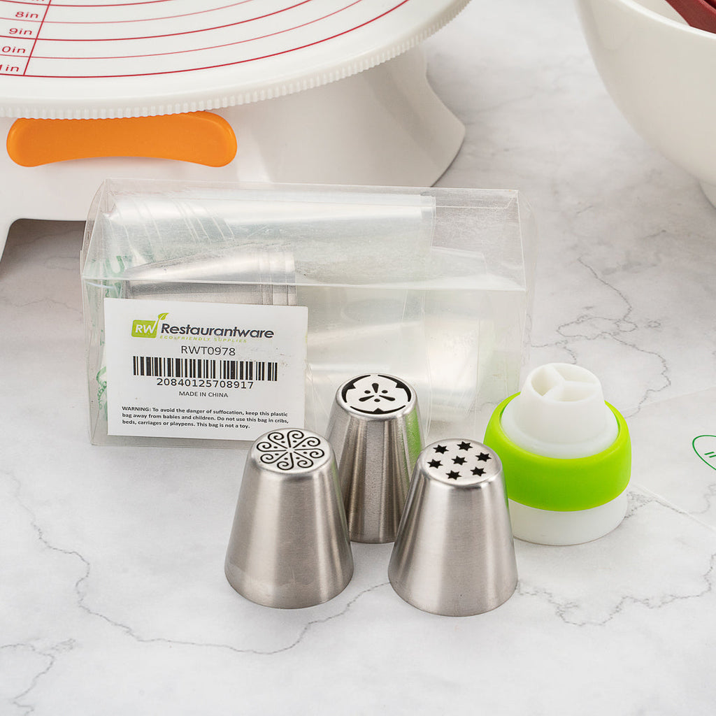 Pastry Tek Stainless Steel Russian Piping Tip Set - 17-Piece - 1 count box