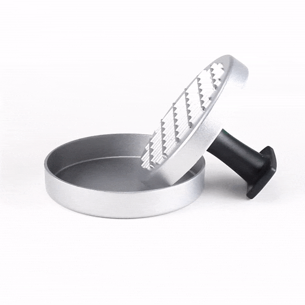 Met Lux Black Aluminum Burger Press - Non-Stick - 4 3/4" x 4 3/4" x 3 1/2" - 1 count box