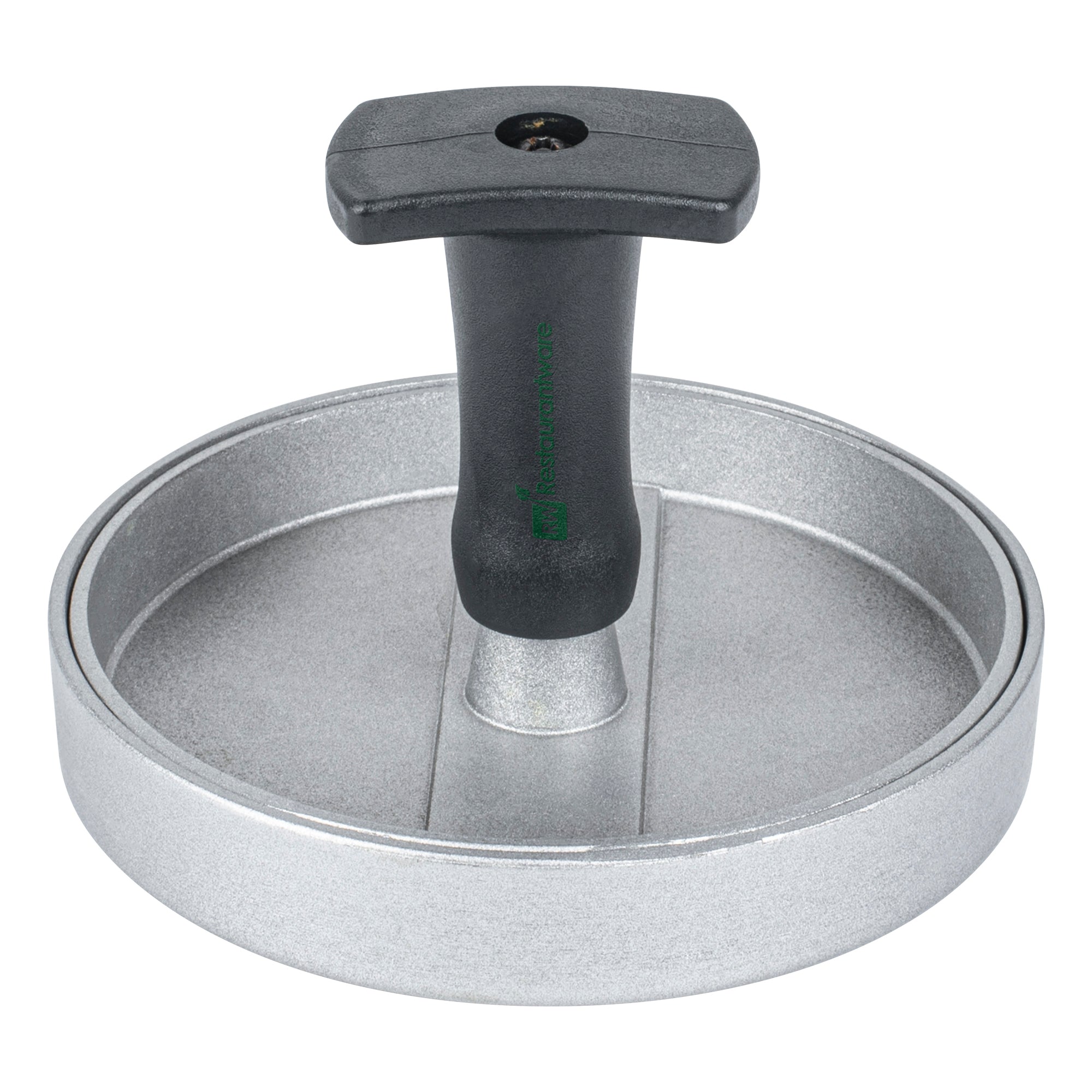 Met Lux Black Aluminum Burger Press - Non-Stick - 4 3/4" x 4 3/4" x 3 1/2" - 1 count box