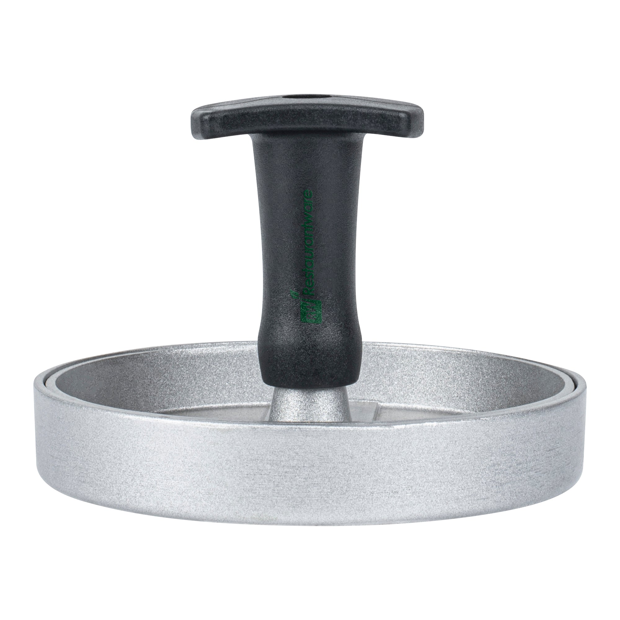Met Lux Black Aluminum Burger Press - Non-Stick - 4 3/4" x 4 3/4" x 3 1/2" - 1 count box