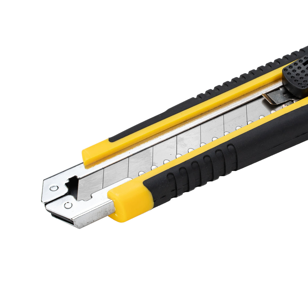Handy Tek Yellow Snap Off Blade Knife - Anti-Slip Handle - 6 3/4" - 4 count box