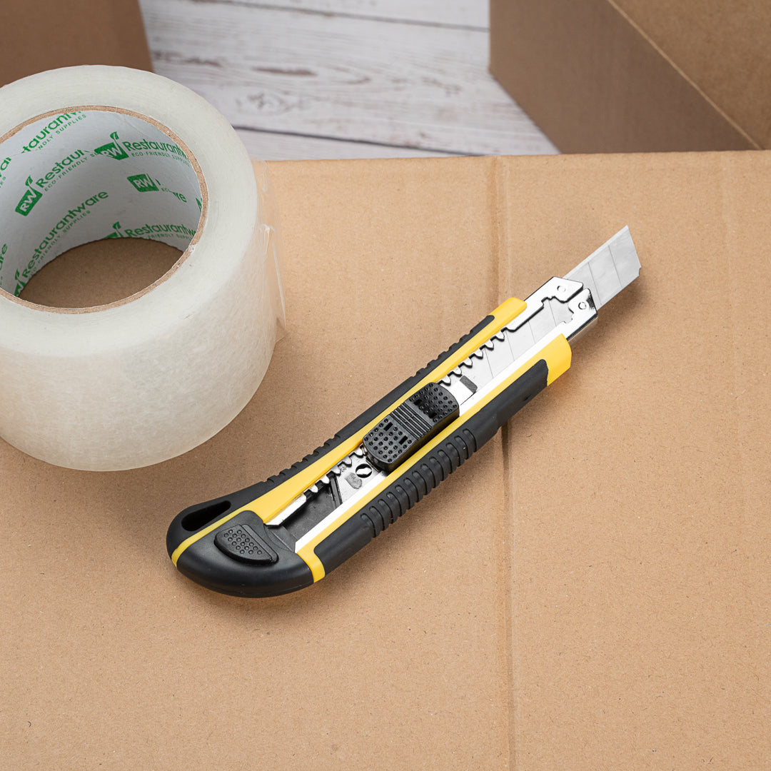 Handy Tek Yellow Snap Off Blade Knife - Anti-Slip Handle - 6 3/4" - 4 count box