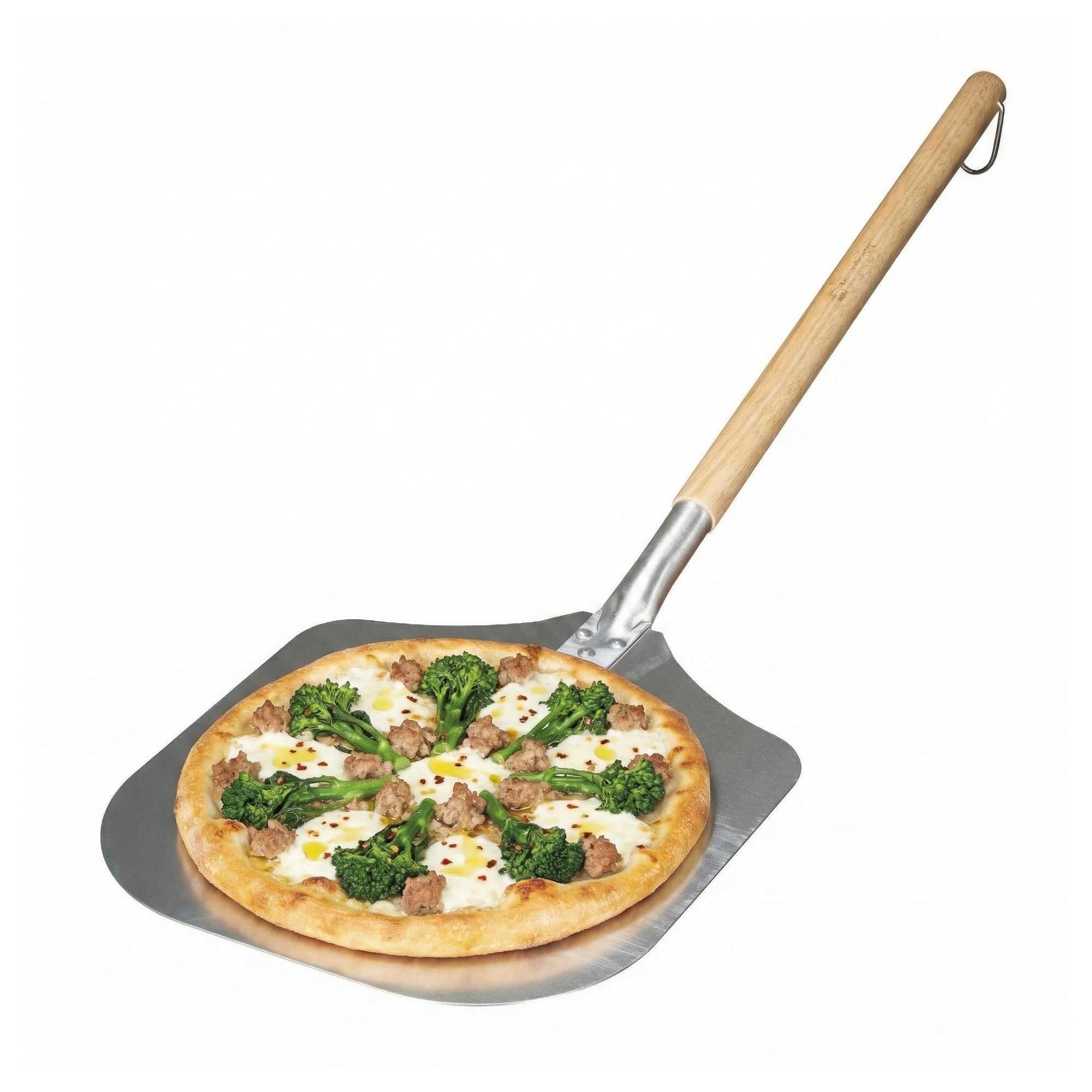 Met Lux Aluminum Pizza Peel - with 21" Wooden Handle - 12" x 14" - 1 count box