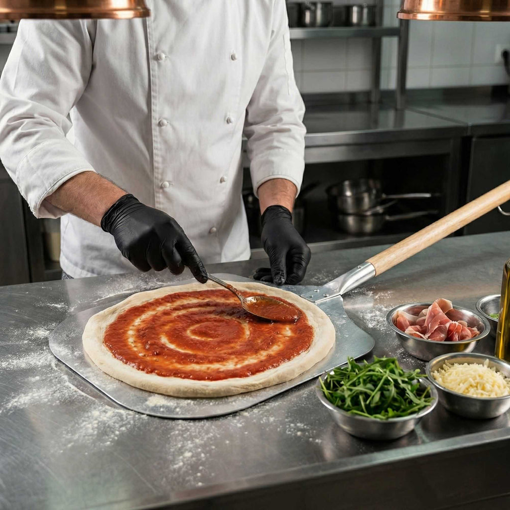 Met Lux Aluminum Pizza Peel - with 21" Wooden Handle - 12" x 14" - 1 count box