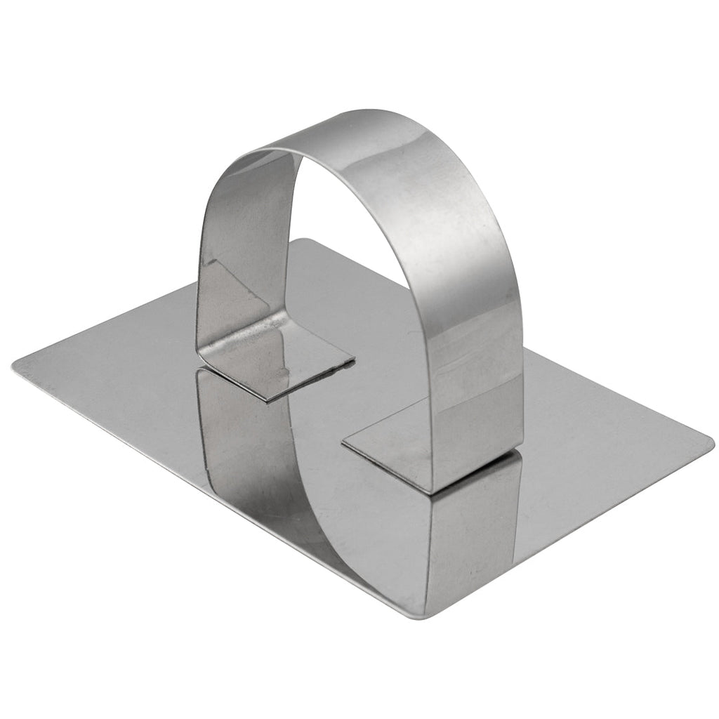 Pastry Tek Rectangle Stainless Steel Pastry Ring Mold - with Press - 3" x 2 1/4" x 1 1/2" - 1 count box