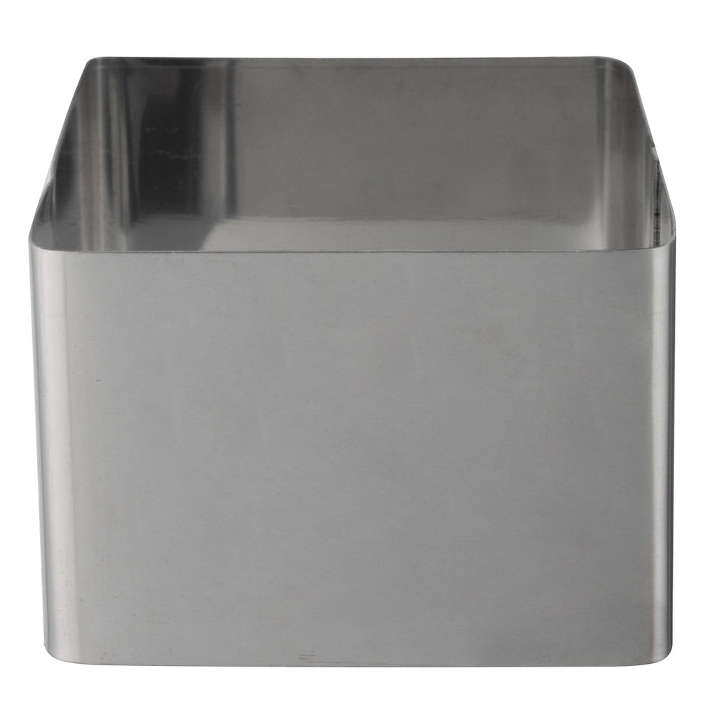 Pastry Tek Rectangle Stainless Steel Pastry Ring Mold - with Press - 3" x 2 1/4" x 1 1/2" - 1 count box