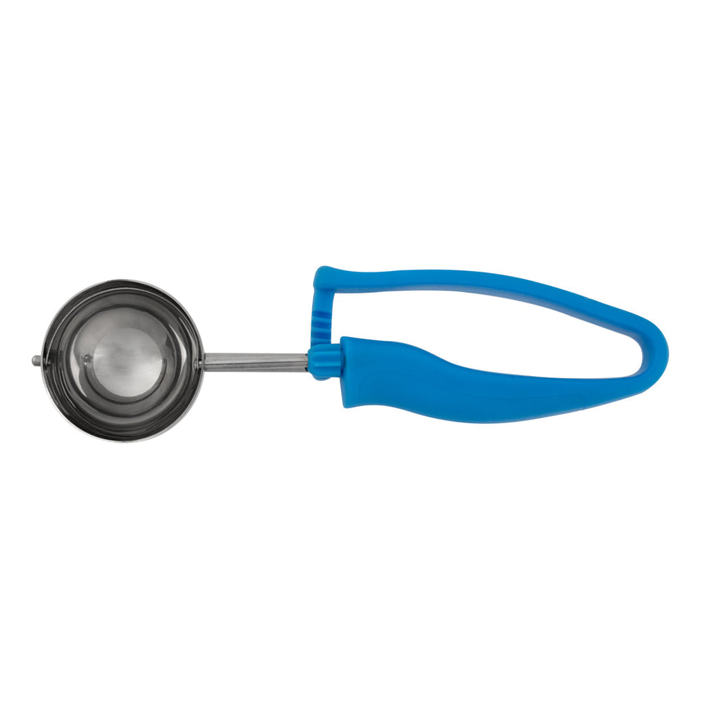 Comfy Grip 2 oz Stainless Steel #16 Portion Scoop - with Blue Ambidextrous Handle - 1 count box