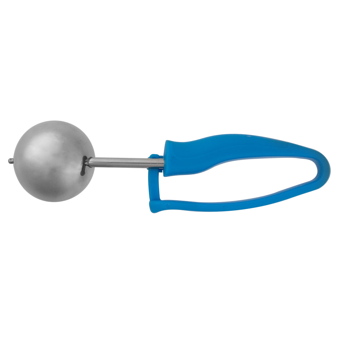 Comfy Grip 2 oz Stainless Steel #16 Portion Scoop - with Blue Ambidextrous Handle - 1 count box