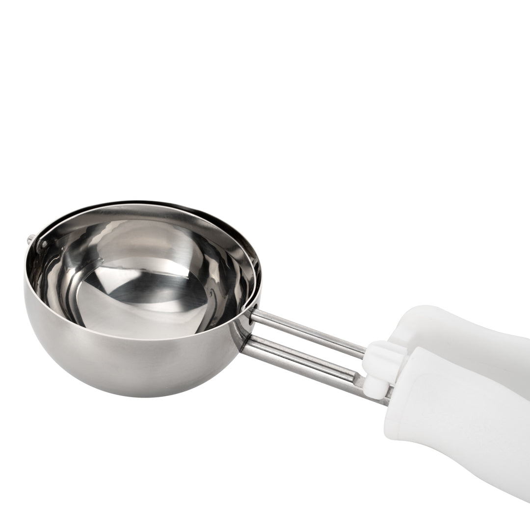 Comfy Grip 4.66 oz Stainless Steel #6 Portion Scoop - with White Ambidextrous Handle - 1 count box