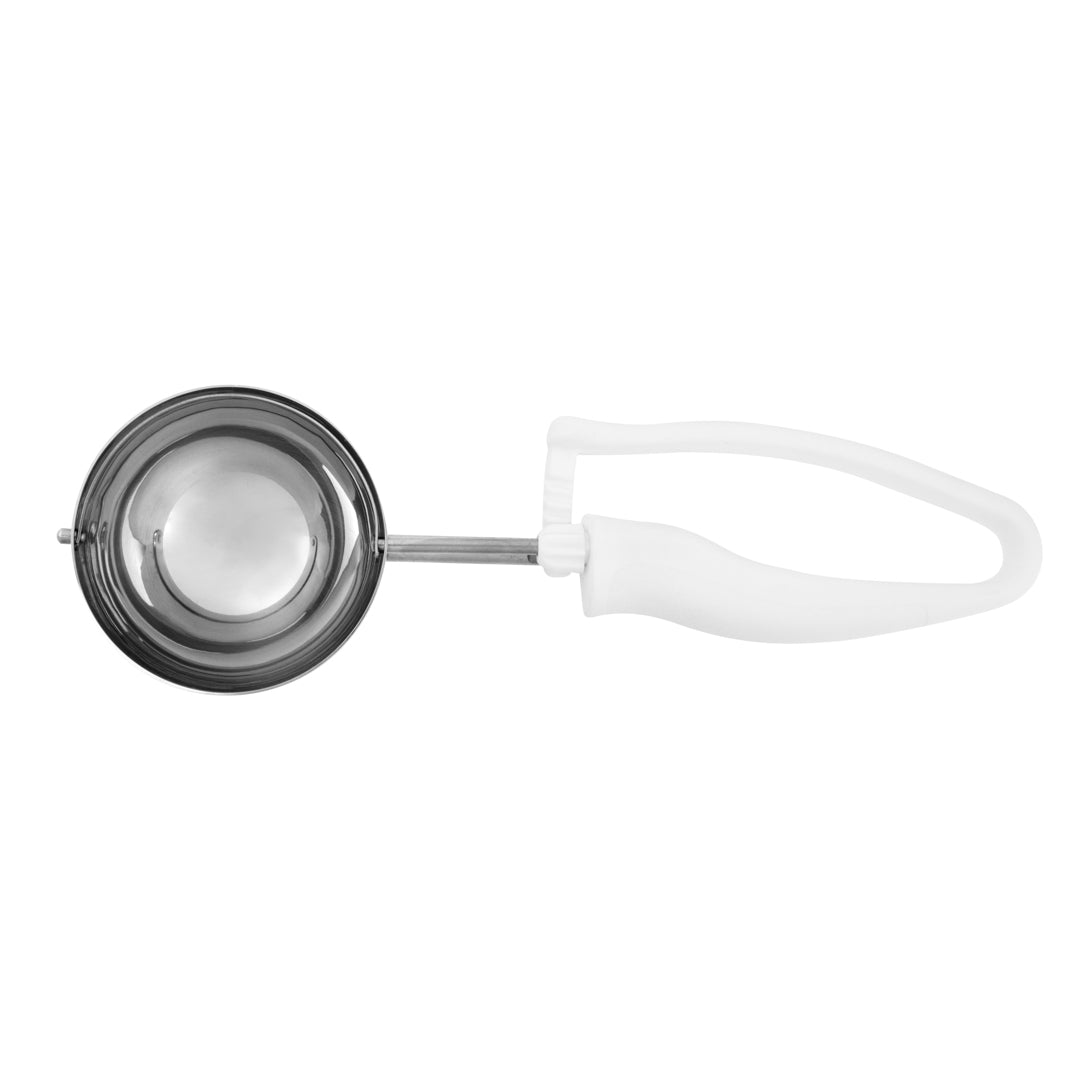 Comfy Grip 4.66 oz Stainless Steel #6 Portion Scoop - with White Ambidextrous Handle - 1 count box