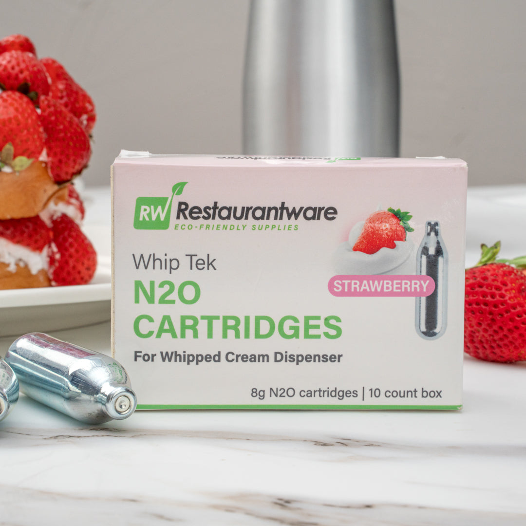 Whip Tek Strawberry 8g N2O Cartridge - for Whipped Cream Dispenser - 10 count box