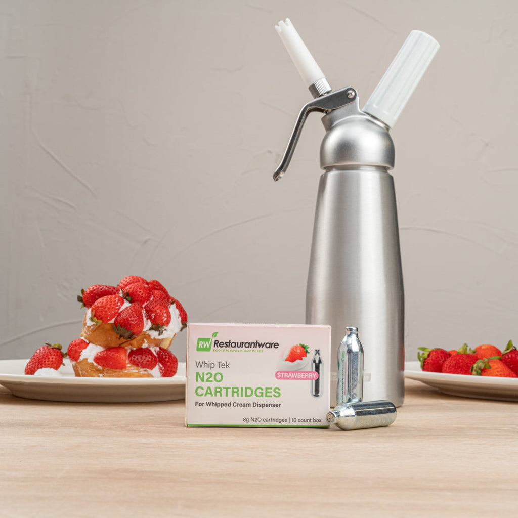 Whip Tek Strawberry 8g N2O Cartridge - for Whipped Cream Dispenser - 100 count box