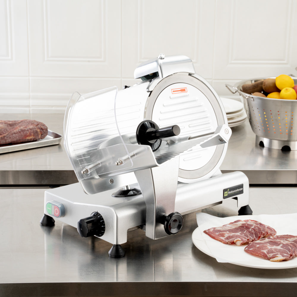 Hi Tek Stainless Steel Manual Gravity Feed Meat Slicer - 1/4hp - 10" - 1 count box
