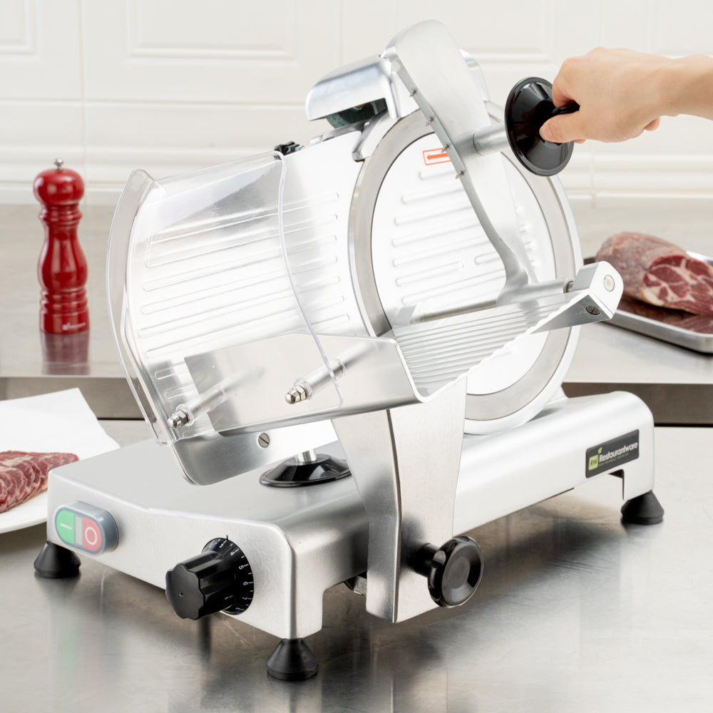 Hi Tek Stainless Steel Manual Gravity Feed Meat Slicer - 1/4hp - 10" - 1 count box