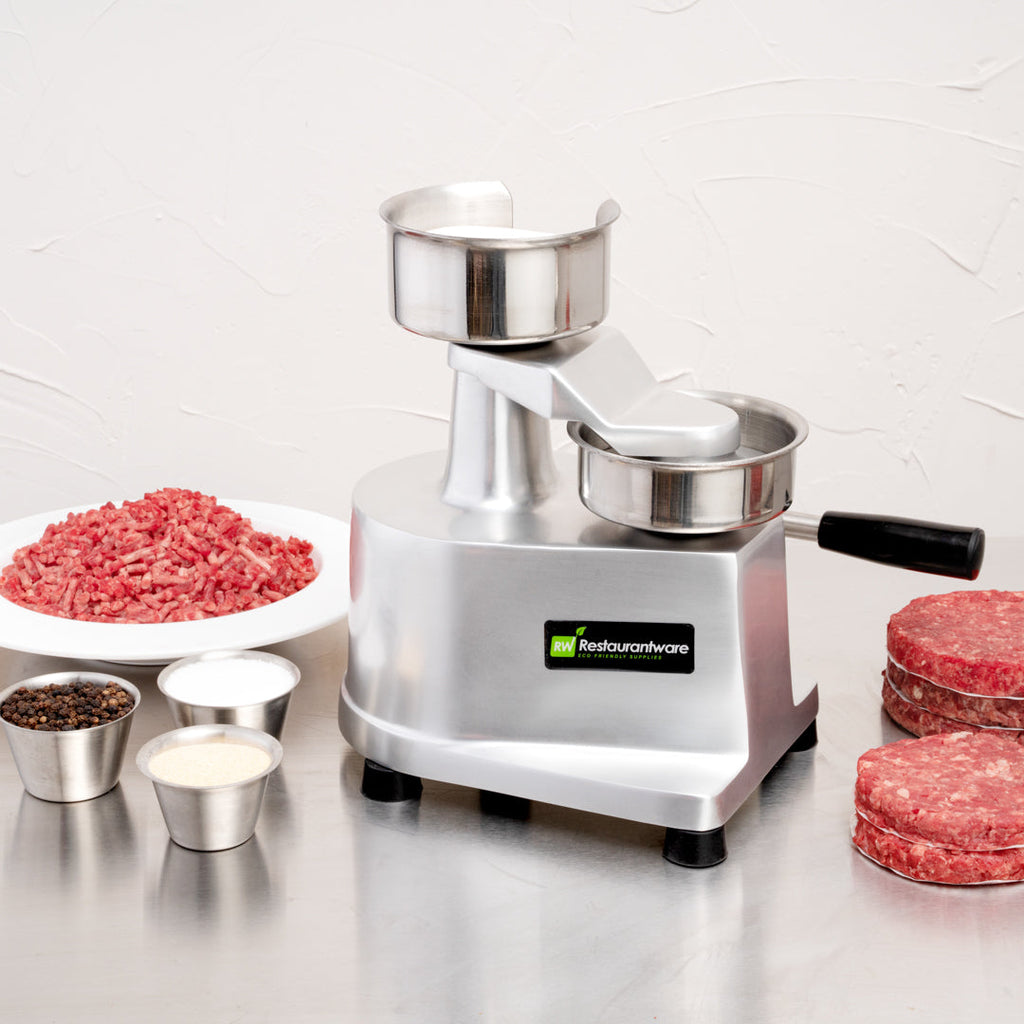 Hi Tek Stainless Steel 4" Hamburger Patty Molding Press - 1/4 lb, with Handle - 1 count box