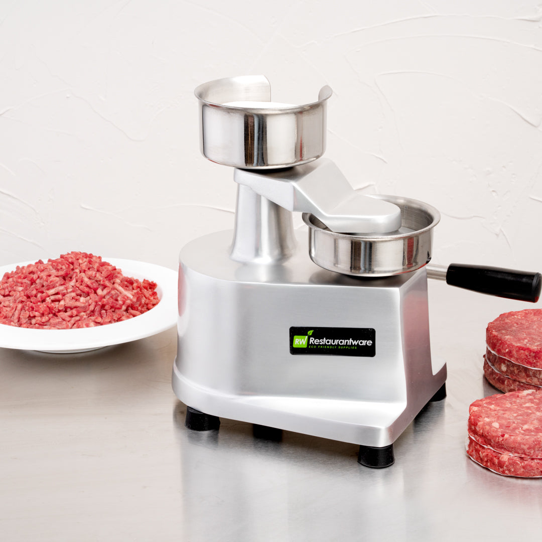 Hi Tek Stainless Steel 4" Hamburger Patty Molding Press - 1/4 lb, with Handle - 1 count box