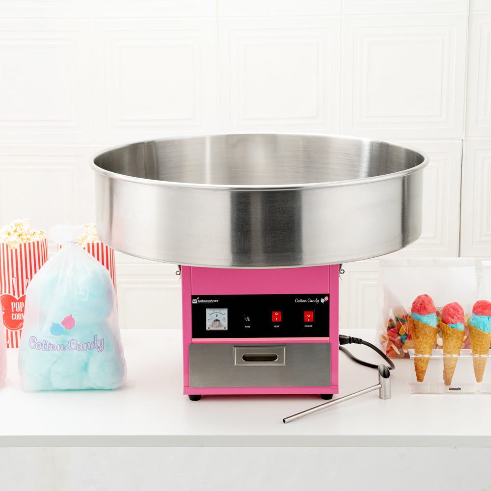 Hi Tek Pink Stainless Steel Cotton Candy / Candy Floss Machine - 1080w, 110V - 28" - 1 count box