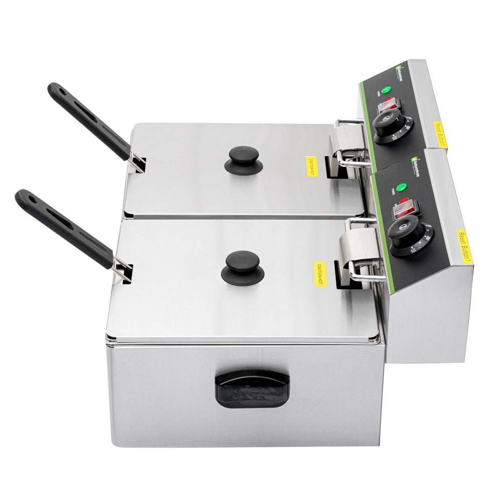 Hi Tek Stainless Steel Electric Deep Fryer - 20lb Dual Tank, 120V, 3500W - 1 count box