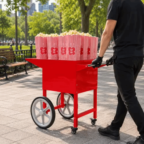 Hi Tek Red Stainless Steel Cart - For 8 oz Popcorn Machine - 1 count box