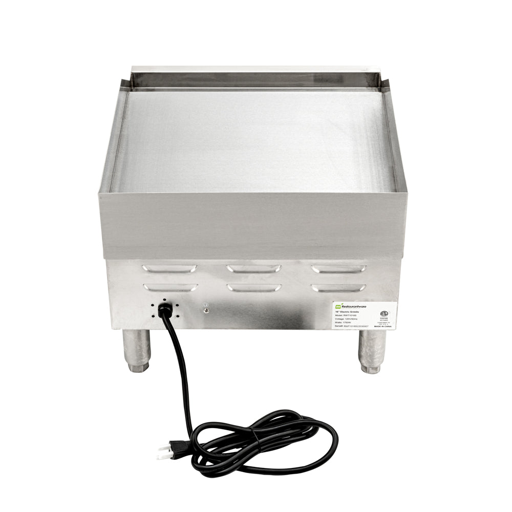 Hi Tek Stainless Steel Electric Countertop Griddle - 120V, 1750W - 16" - 1 count box